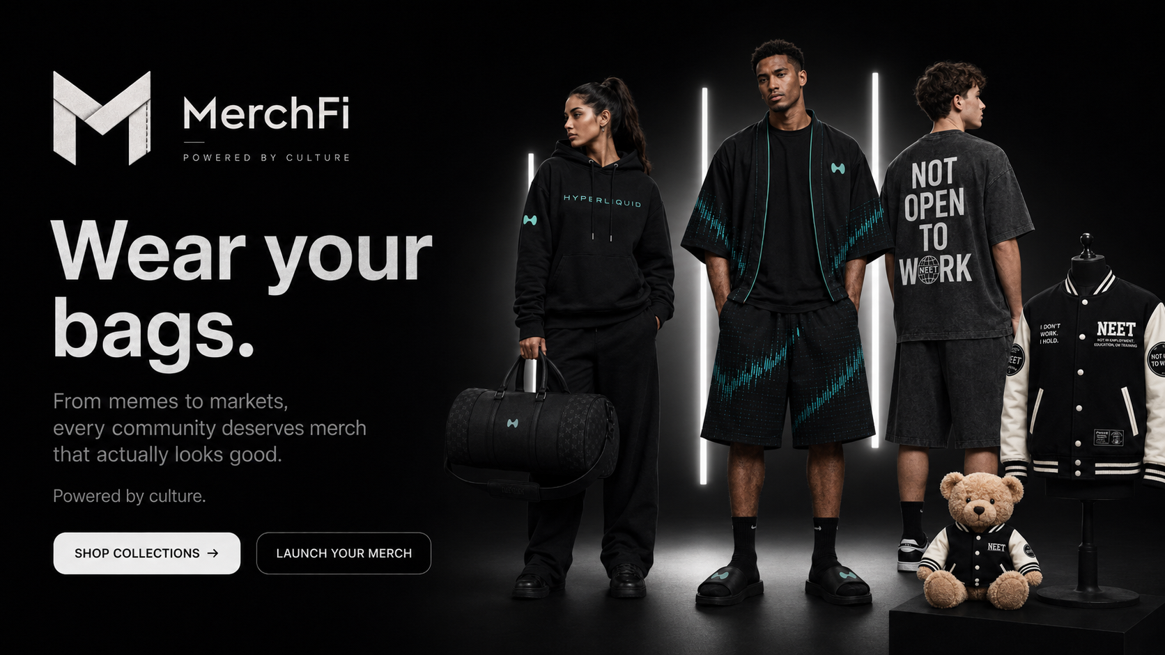 MerchFi campaign featuring crypto community merch
